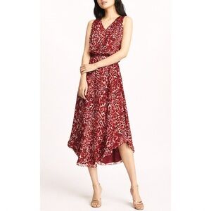 RAMY BROOK | $495 Moe Leopard Printed Midi Silk Dress in Clay Combo, Size Small